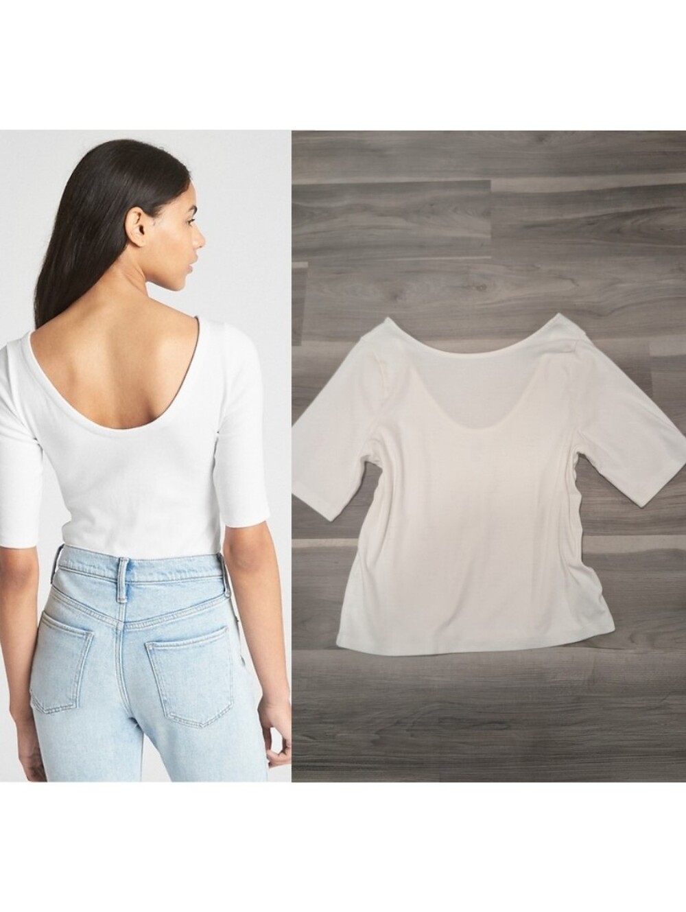 GAP | Modern Boatneck Ballet Back Elbow Sleeve T-Shirt In New Off White
